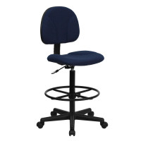 Flash Furniture Navy Blue Patterned Fabric Ergonomic Drafting Stool (Adjustable Range 26’’- 30.5’’H or 22.5’’- 27’’H) BT-659-NVY-GG